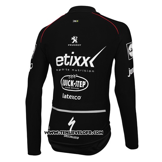 2015 Maillot Ciclismo Ettix Quick Step Noir et Blanc Manches Longues et Cuissard